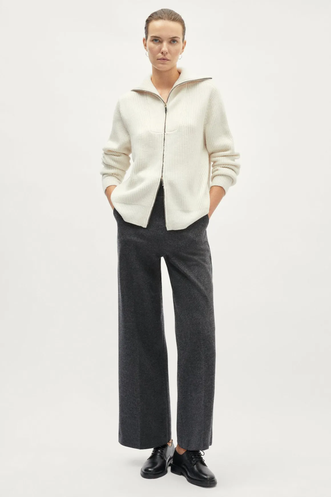 Cardigan zippé en laine mérinos
