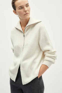 Cardigan zippé en laine mérinos