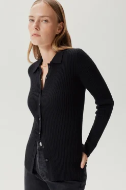 Chemise à mailles côtelées en Laine Mérinos