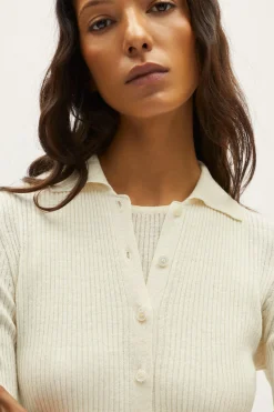 Chemise à mailles côtelées en Lin et Coton