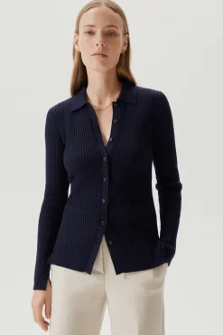 Chemise à mailles côtelées en Laine Mérinos