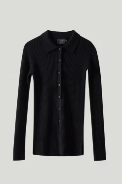 Chemise à mailles côtelées en Laine Mérinos