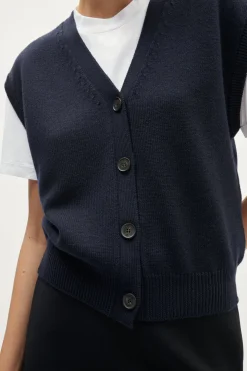 Gilet boutonné en laine mérinos