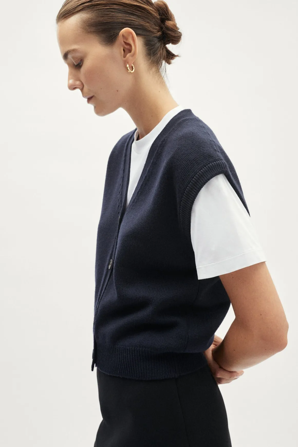 Gilet boutonné en laine mérinos