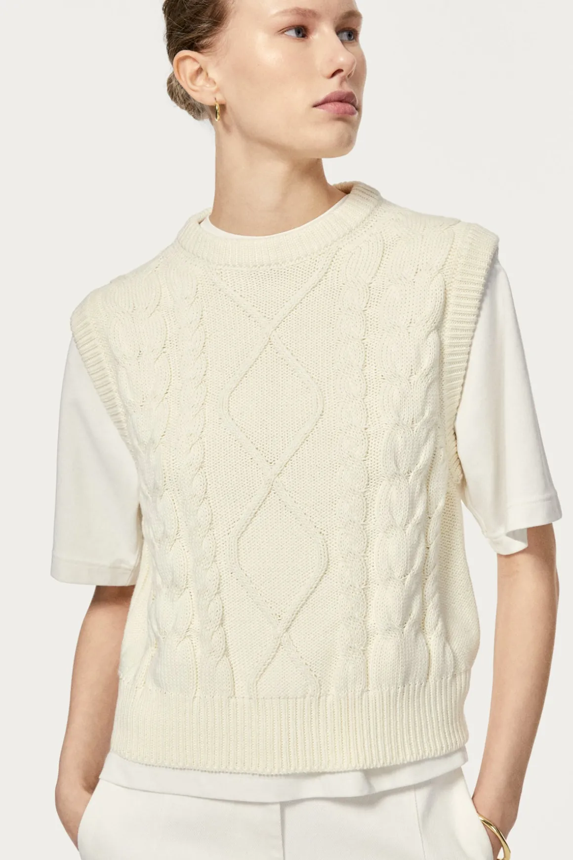 Gilet tricoté en Coton biologique Aran