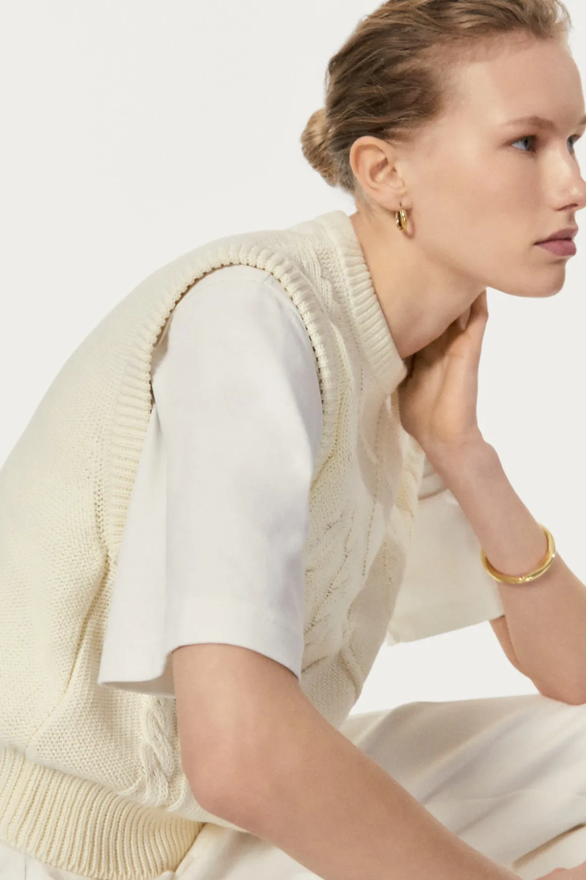 Gilet tricoté en Coton biologique Aran
