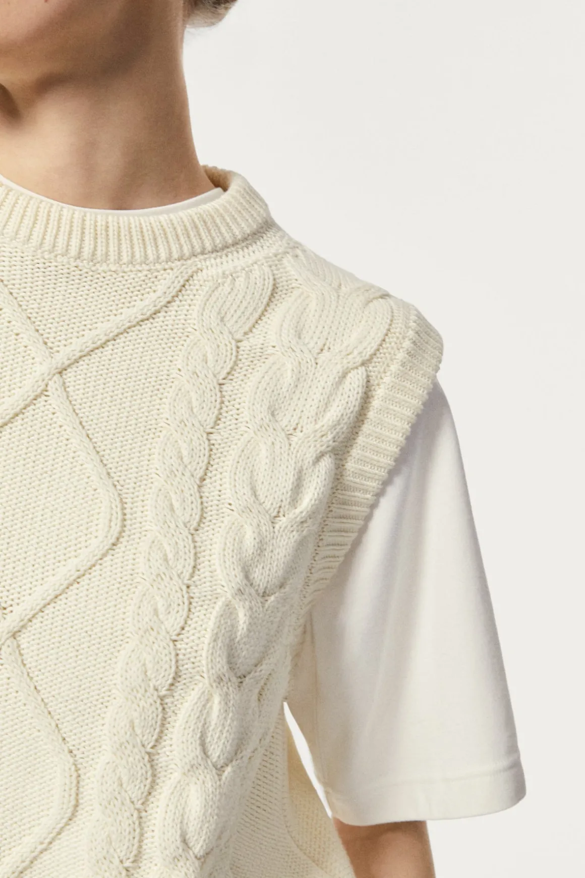 Gilet tricoté en Coton biologique Aran