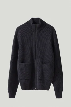 Le cardigan zippé en laine mérinos