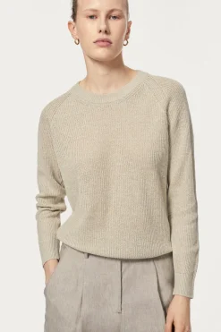 Le pull côtelé en coton en linge