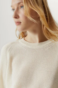 Le pull côtelé en coton en linge