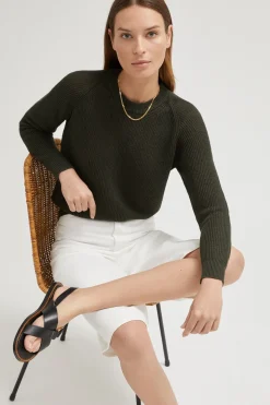 Le pull côtelé en coton en linge