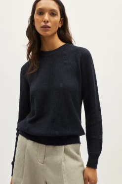 Le pull côtelé en coton en linge