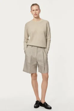 Le pull côtelé en coton en linge