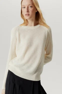 Le pull côtelé en coton en linge