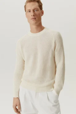 Le pull côtelé en coton en linge