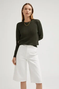 Le pull côtelé en coton en linge