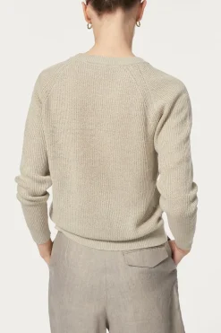 Le pull côtelé en coton en linge