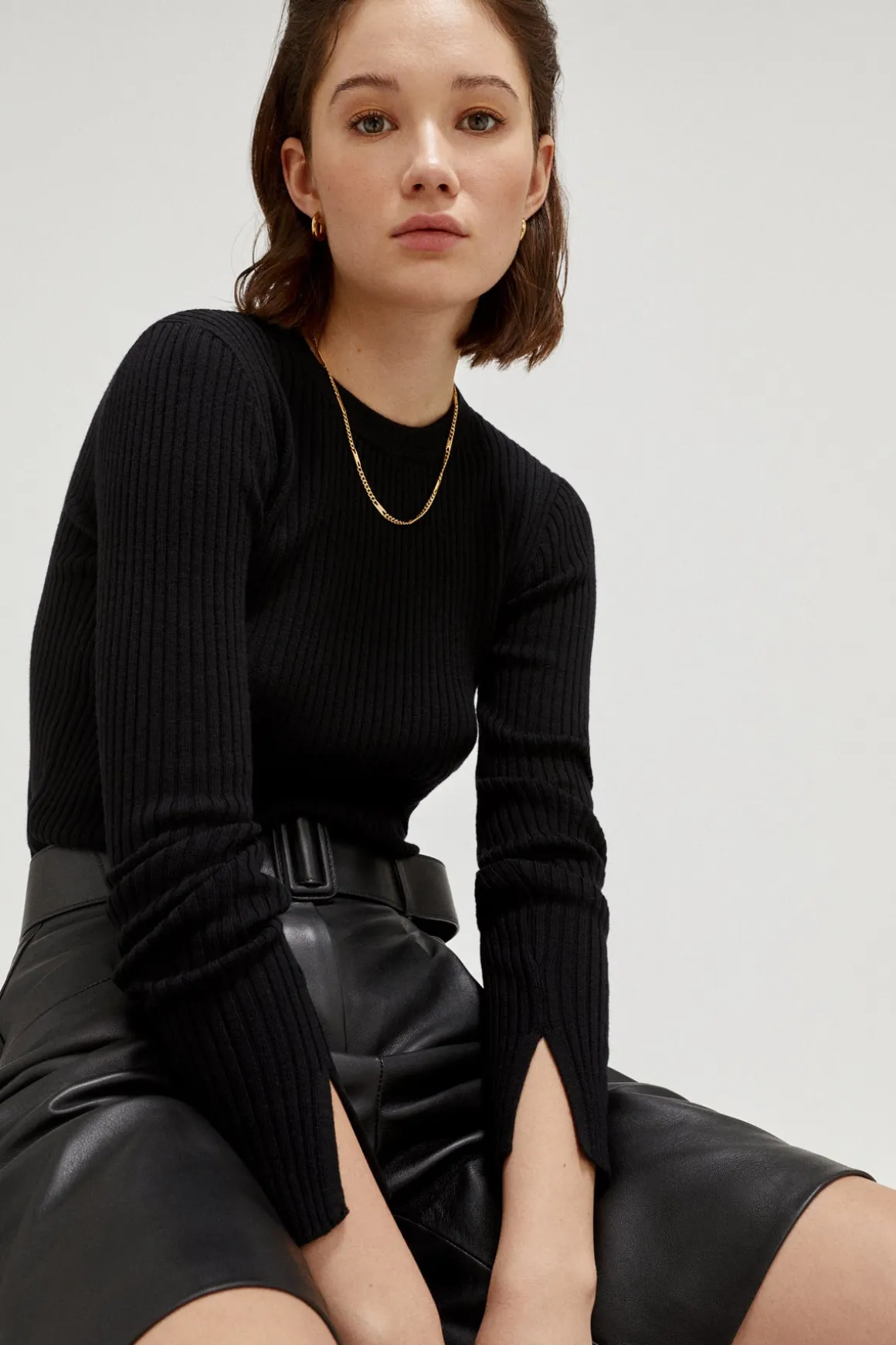 Le pull côtelé en laine mérinos