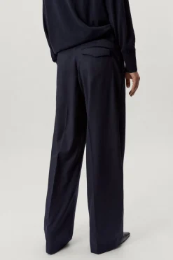 Pantalon ajusté en Laine avec pinces