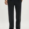 Pantalon décontracté coupe droite en laine mérinos