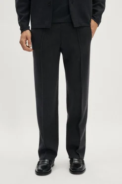 Pantalon décontracté coupe droite en laine mérinos