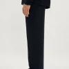 Pantalon décontracté coupe droite en laine mérinos