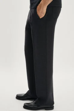 Pantalon décontracté coupe droite en laine mérinos