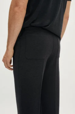 Pantalon décontracté coupe droite en laine mérinos
