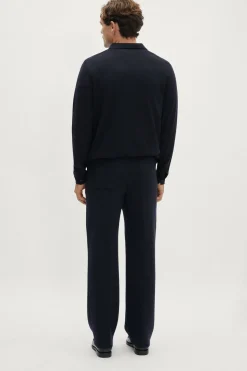 Pantalon décontracté coupe droite en laine mérinos