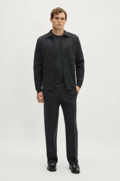 Pantalon décontracté coupe droite en laine mérinos