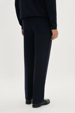 Pantalon décontracté coupe droite en laine mérinos