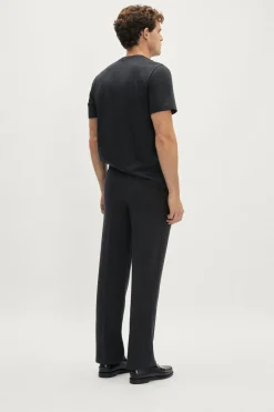 Pantalon décontracté coupe droite en laine mérinos