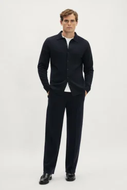 Pantalon décontracté coupe droite en laine mérinos