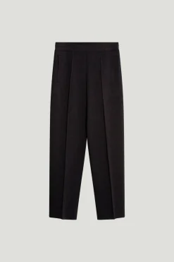 Pantalon décontracté coupe droite en laine mérinos