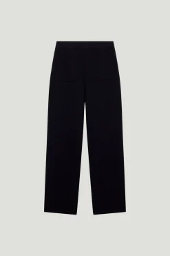 Pantalon décontracté coupe droite en laine mérinos