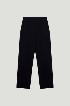 Pantalon décontracté coupe droite en laine mérinos