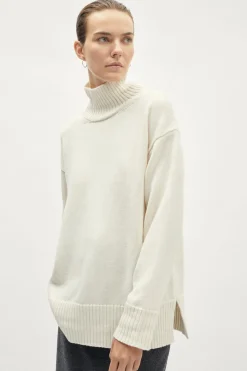Pull à col montant oversize en Laine Mérinos