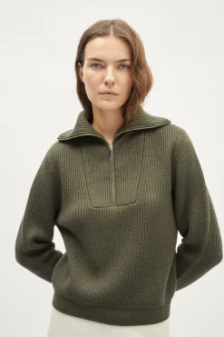 Pull demi-zip en Laine Mérinos
