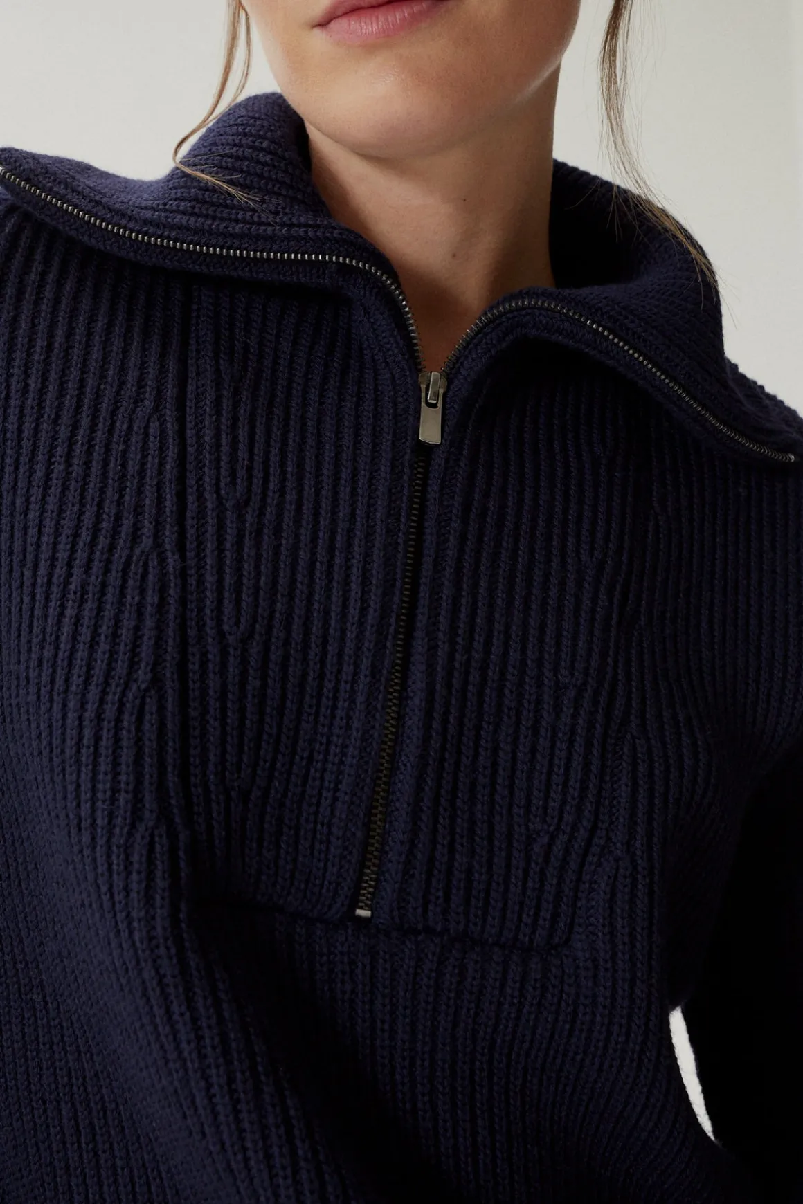 Pull demi-zip en Laine Mérinos