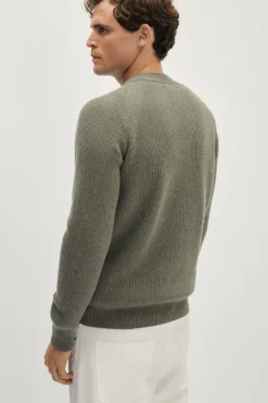 Pull raglan en maille de Laine côtelée