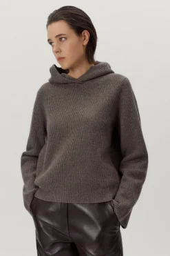 Sweat à capuche en maille de Laine côtelée
