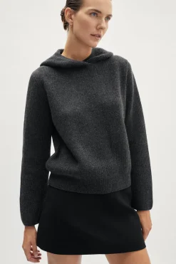 Sweat à capuche en maille de Laine côtelée