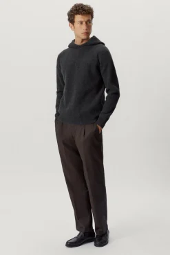 Sweat à capuche en maille de Laine côtelée