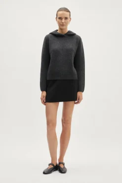 Sweat à capuche en maille de Laine côtelée