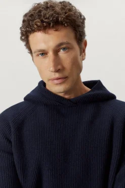 Sweat à capuche en maille de Laine côtelée