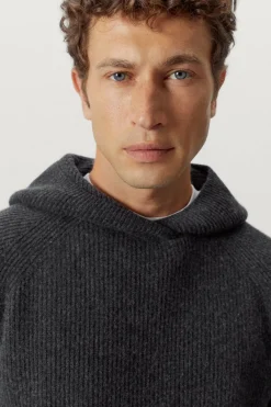 Sweat à capuche en maille de Laine côtelée