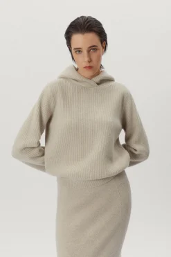 Sweat à capuche en maille de Laine côtelée