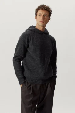 Sweat à capuche en maille de Laine côtelée