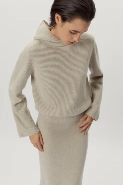 Sweat à capuche en maille de Laine côtelée