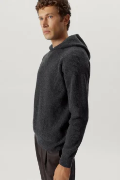 Sweat à capuche en maille de Laine côtelée